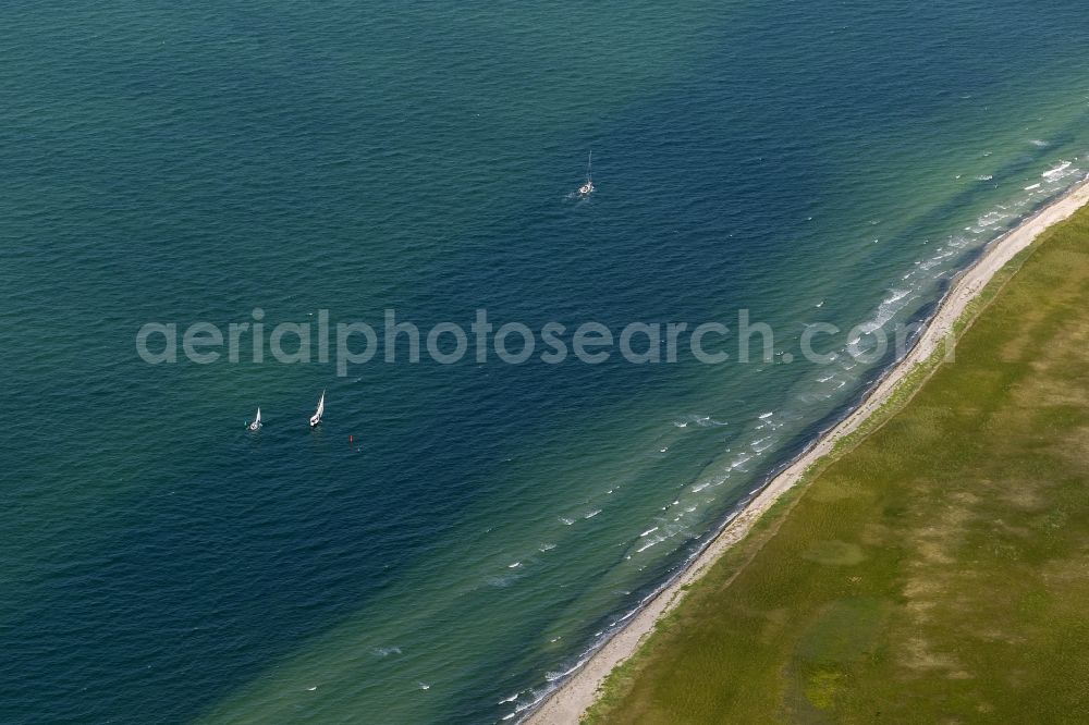 Klausdorf from above - Landscape of the Baltic Sea coast of the island at Hiddensee near Klausdorf in Mecklenburg-Western Pomerania