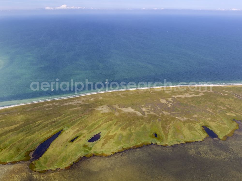 Klausdorf from the bird's eye view: Landscape of the Baltic Sea coast of the island at Hiddensee near Klausdorf in Mecklenburg-Western Pomerania