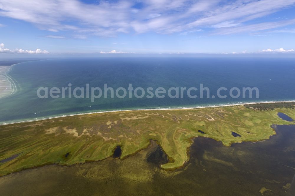 Aerial image Klausdorf - Landscape of the Baltic Sea coast of the island at Hiddensee near Klausdorf in Mecklenburg-Western Pomerania