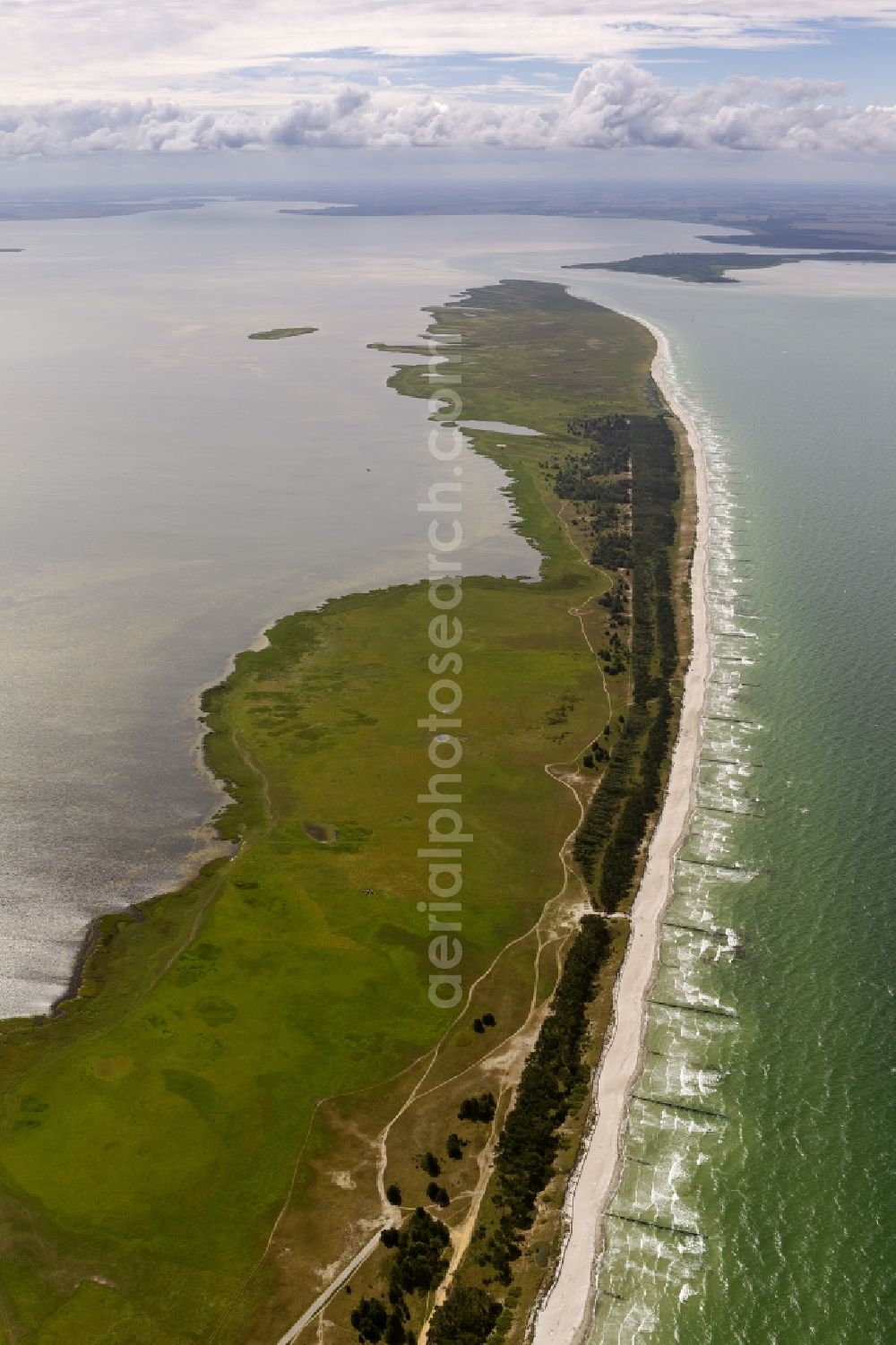 Aerial photograph Klausdorf - Landscape of the Baltic Sea coast of the island at Hiddensee near Klausdorf in Mecklenburg-Western Pomerania