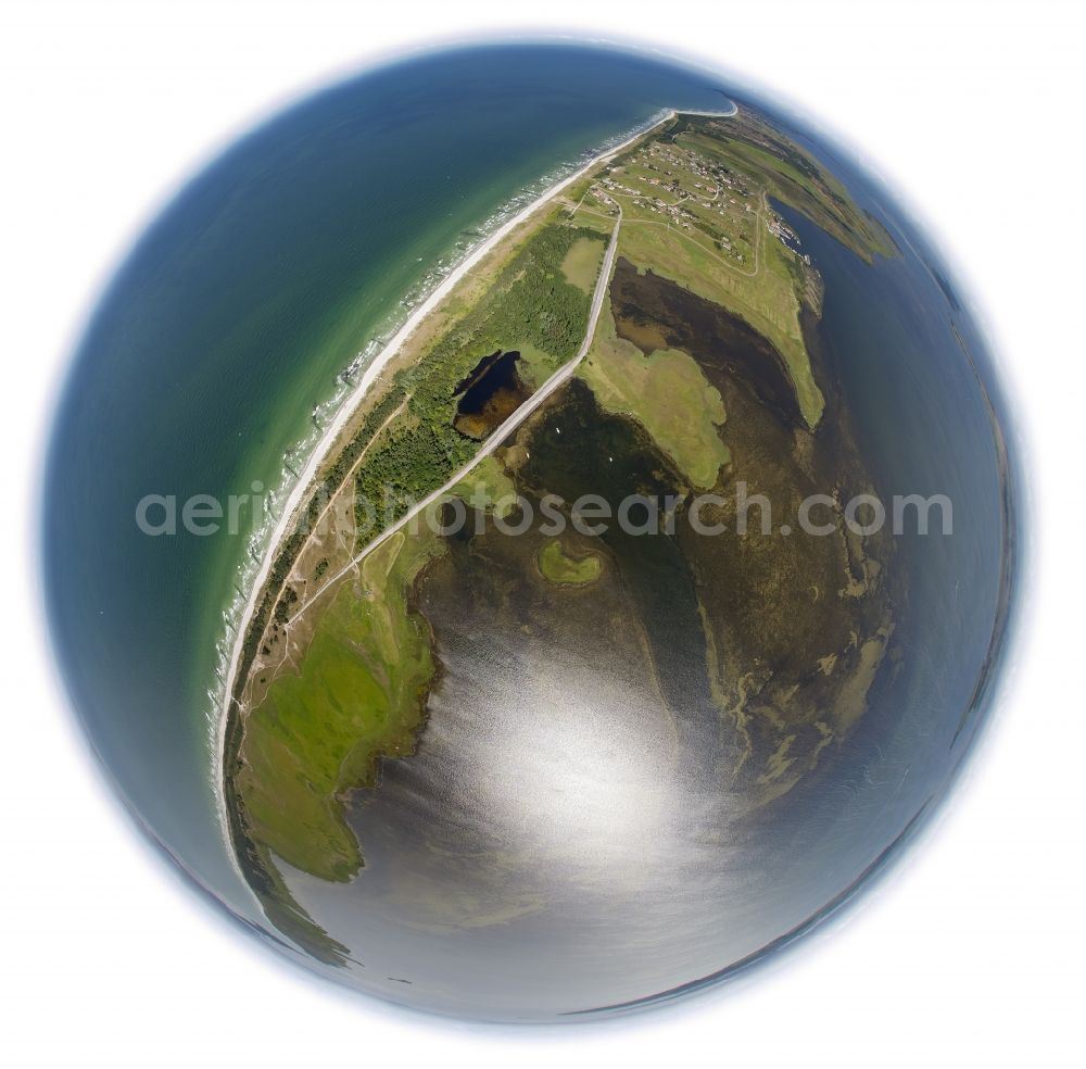 Aerial image Klausdorf - Fisheye- Landscape of the Baltic Sea coast of the island at Hiddensee near Klausdorf in Mecklenburg-Western Pomerania