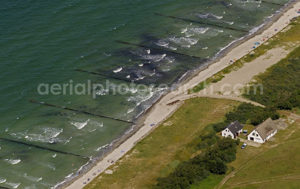 Aerial image Klausdorf - Landscape of the Baltic Sea coast of the island at Hiddensee near Klausdorf in Mecklenburg-Western Pomerania