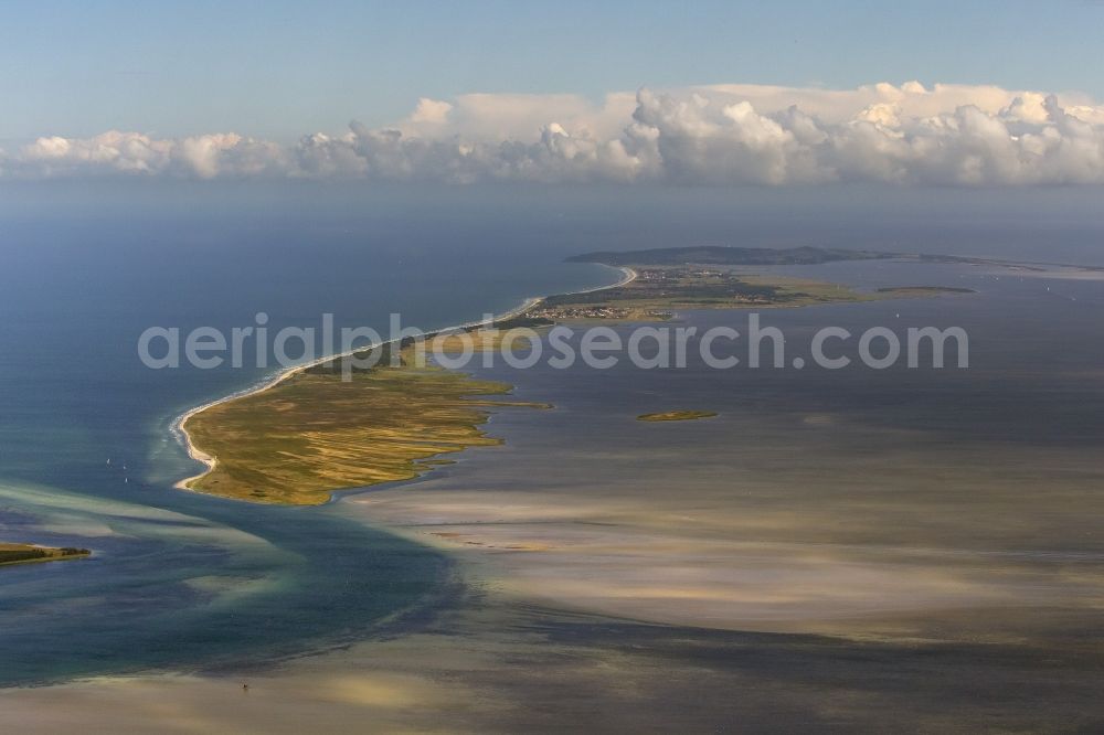 Ummanz from above - Landscape of the Baltic Sea coast of the island at Hiddensee near Ummanz in Mecklenburg-Western Pomerania