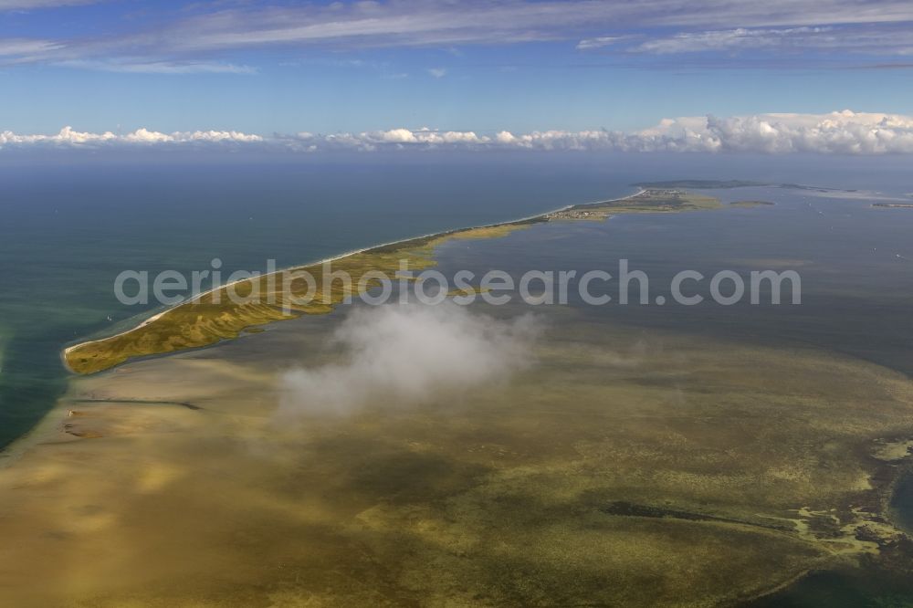 Ummanz from above - Landscape of the Baltic Sea coast of the island at Hiddensee near Ummanz in Mecklenburg-Western Pomerania