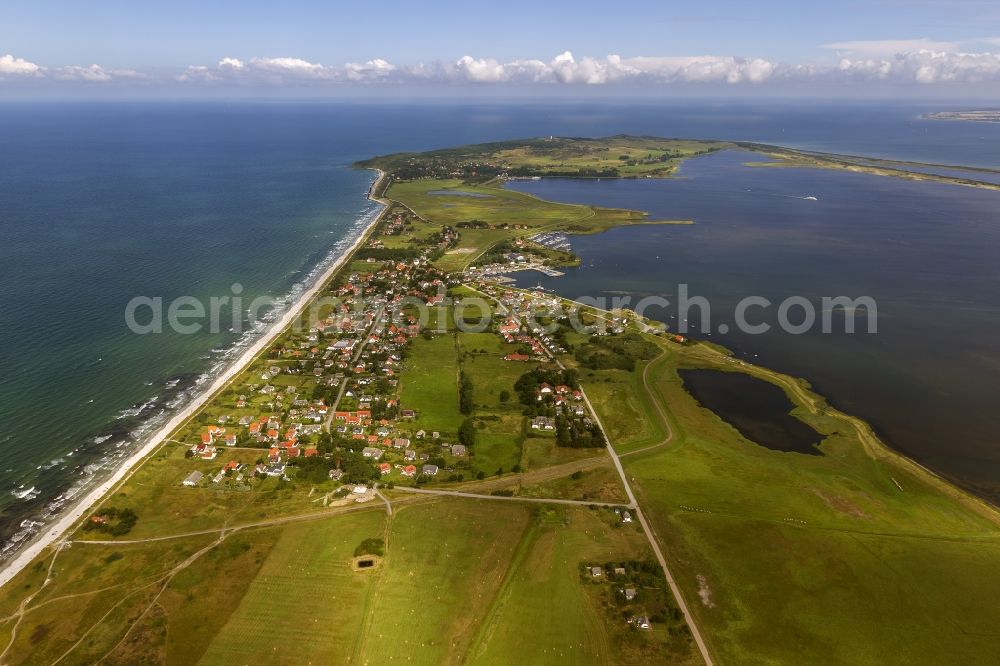 Vitte from the bird's eye view: Landscape of the Baltic Sea coast on the island Hiddensee at Vitte in Mecklenburg-Western Pomerania