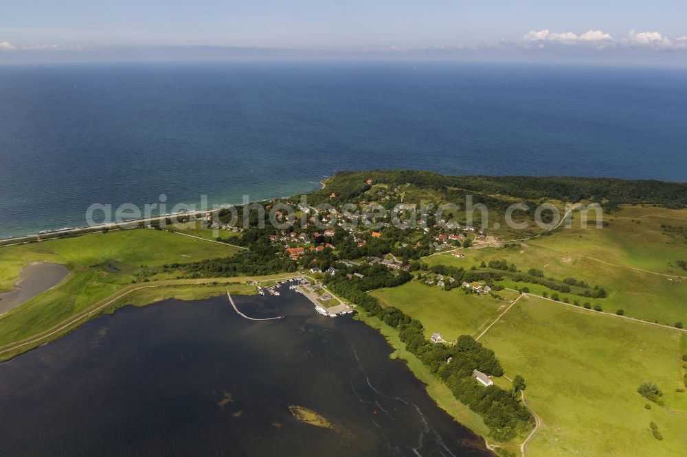 Vitte from the bird's eye view: Landscape of the Baltic Sea coast on the island Hiddensee at Vitte in Mecklenburg-Western Pomerania