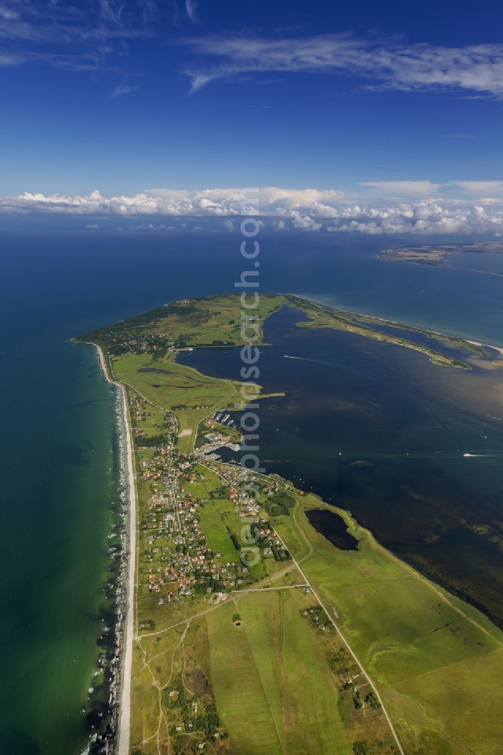 Vitte from above - Landscape of the Baltic Sea coast on the island Hiddensee at Vitte in Mecklenburg-Western Pomerania