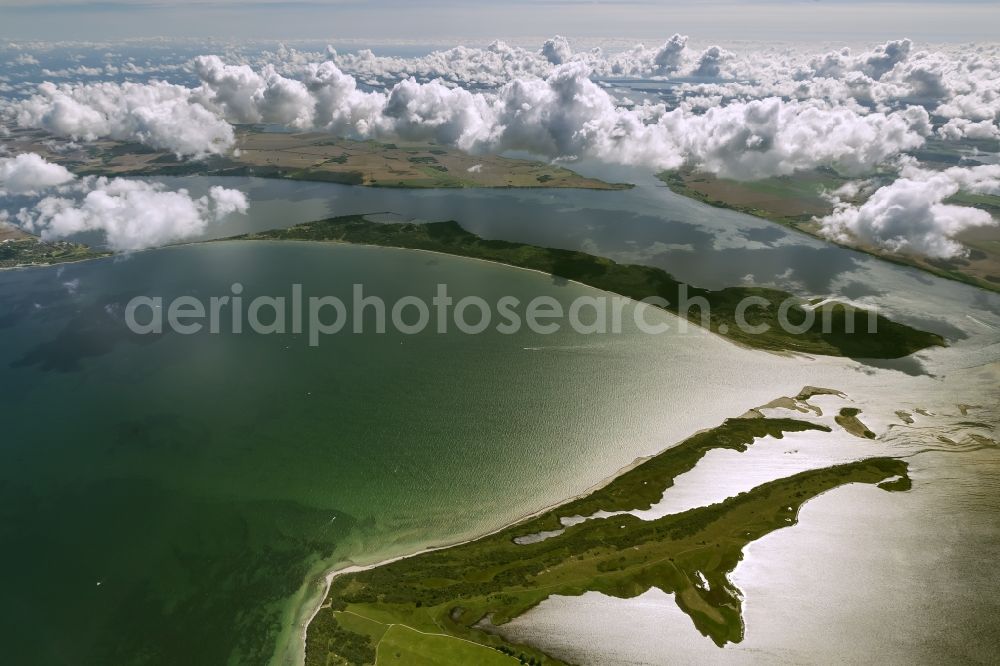 Dranske from above - Landscape of the Baltic coast between Dranske Wittow and on the island of Rügen in Mecklenburg-Western Pomerania