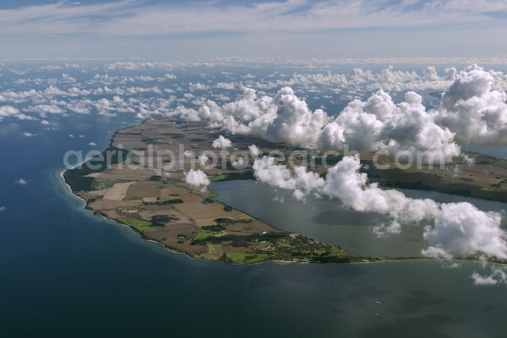 Aerial image Dranske - Landscape of the Baltic coast between Dranske Wittow and on the island of Rügen in Mecklenburg-Western Pomerania