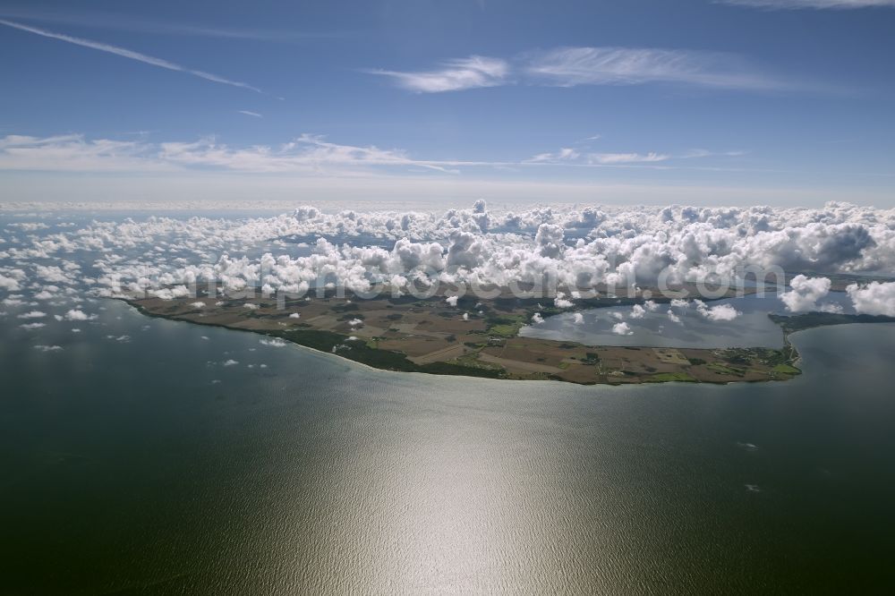 Dranske from above - Landscape of the Baltic coast between Dranske Wittow and on the island of Rügen in Mecklenburg-Western Pomerania