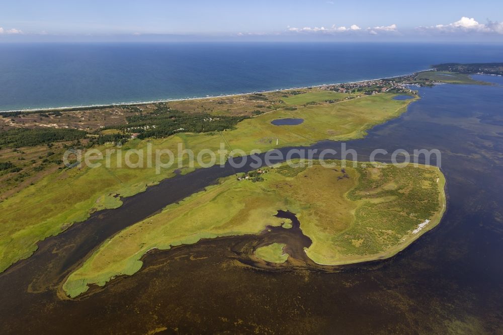 Aerial photograph Neuendorf auf Hiddensee - Landscape of the Baltic Sea between the Fährinsel Baek and Hiddensee at Neuendorf in Mecklenburg-Western Pomerania