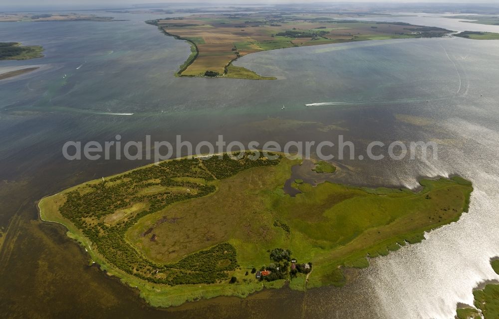 Aerial image Neuendorf auf Hiddensee - Landscape of the Baltic Sea between the Fährinsel Baek and Hiddensee at Neuendorf in Mecklenburg-Western Pomerania