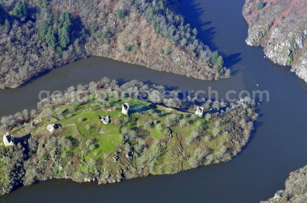 Crozant from above - Landscape of the ruins of Crozant province Dun-le-Palestel in France