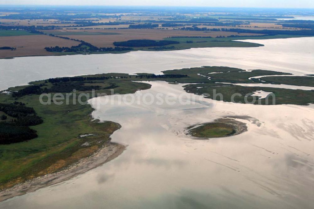 Hiddensee from the bird's eye view: Blick auf die Landschaft vor dem Schaproder Bodden nahe Hiddensee.