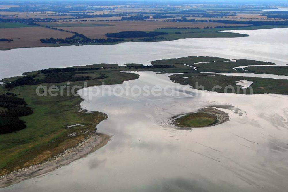 Aerial image Hiddensee - Blick auf die Landschaft vor dem Schaproder Bodden nahe Hiddensee.