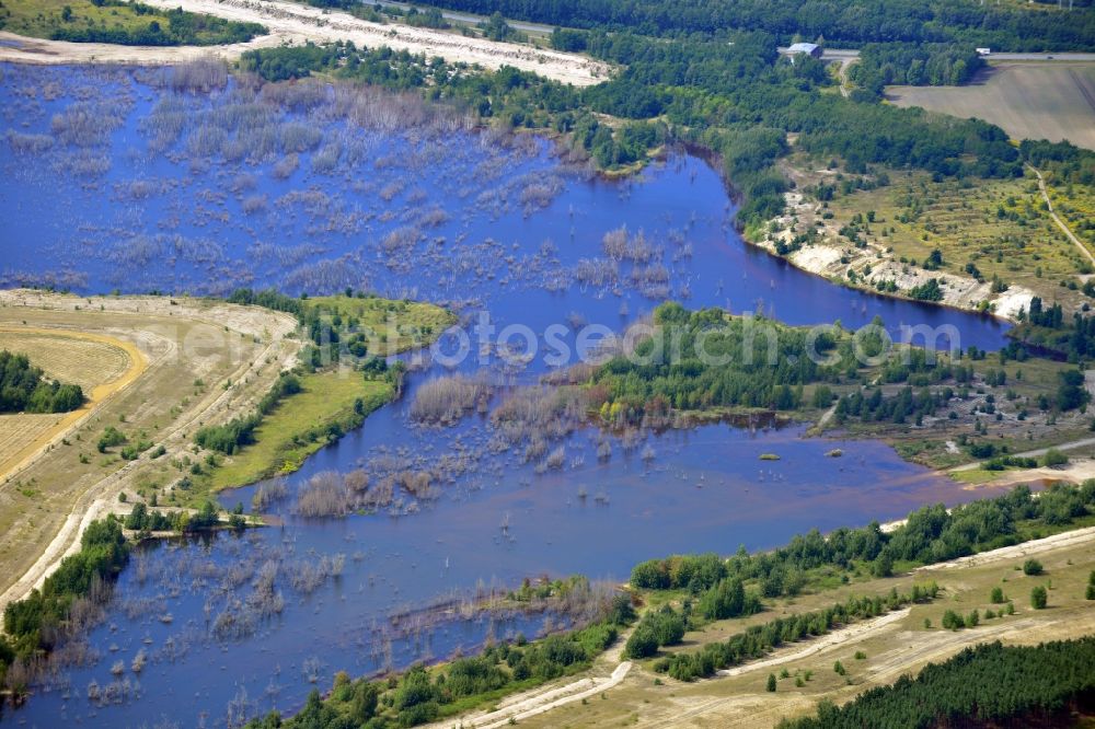 Aerial image Senftenberg - View of landscape at Sedlitzer See in Senftenberg in Brandenburg