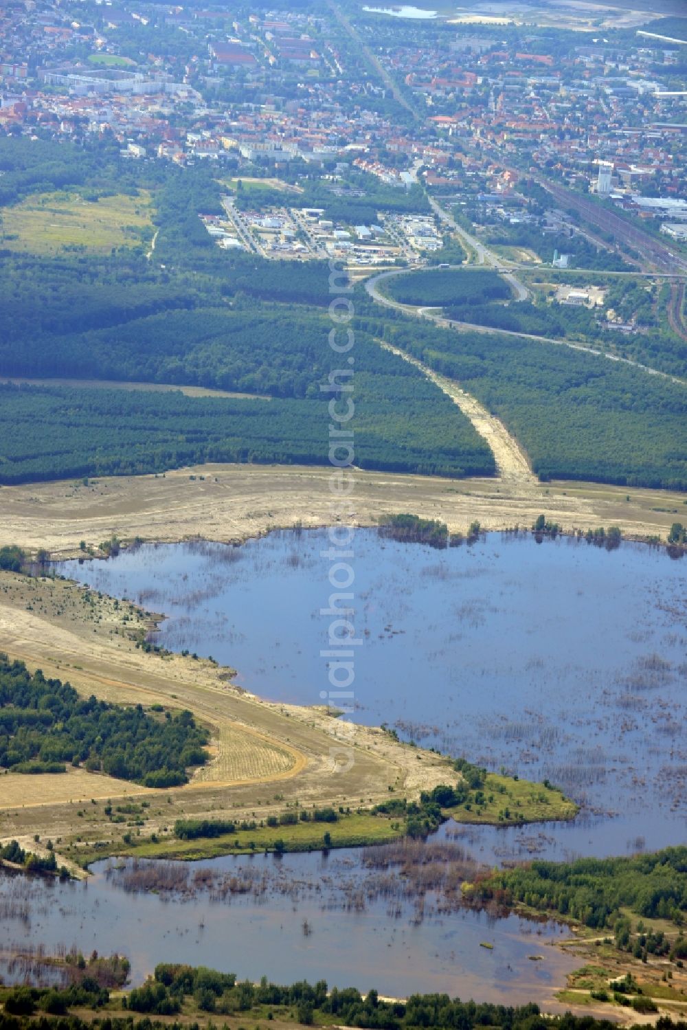 Senftenberg from the bird's eye view: View of landscape at Sedlitzer See in Senftenberg in Brandenburg