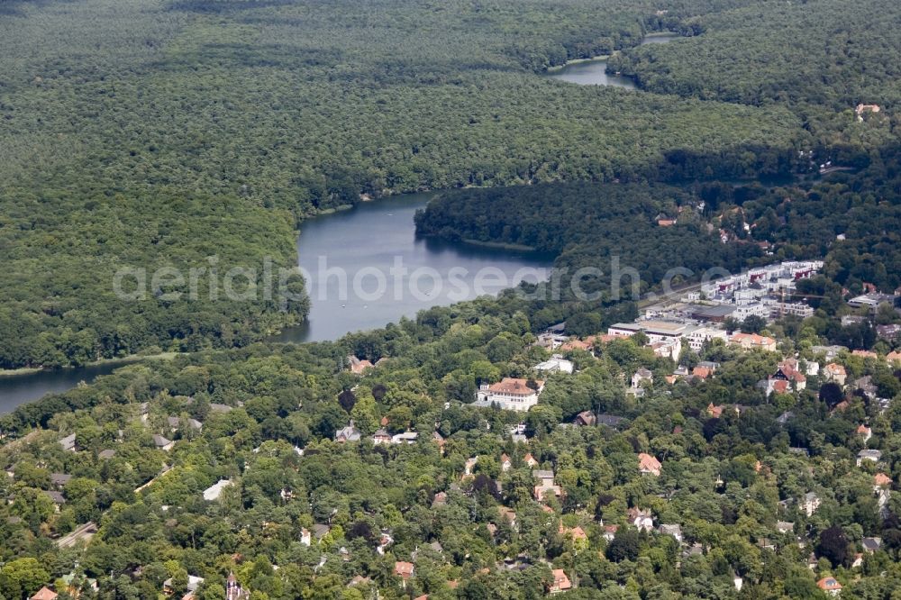 Berlin from above - Landscape of the chain of lakes on Schlachtensee Grunewald in Berlin