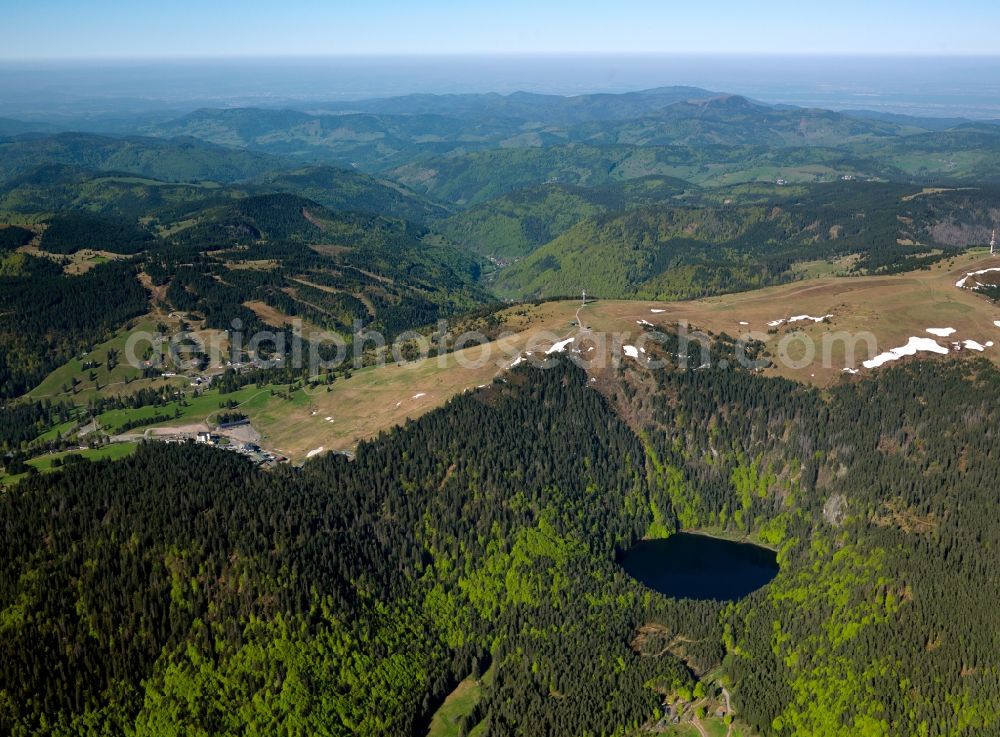 Aerial image Falkau - Landscape from the ski resort and winter sports center Feldberg in the Black Forest in Falkau in the state of Baden-Württemberg