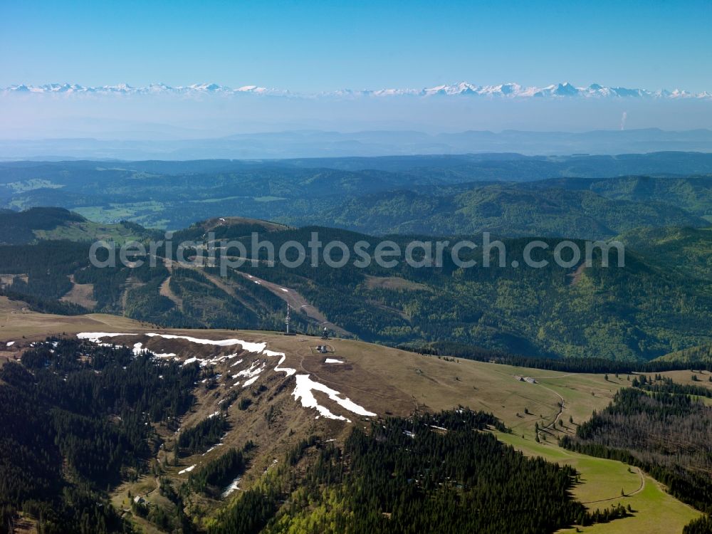 Aerial image Falkau - Landscape from the ski resort and winter sports center Feldberg in the Black Forest in Falkau in the state of Baden-Württemberg