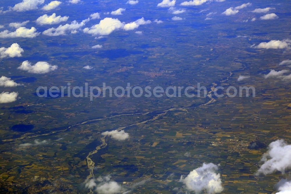 Aerial photograph Cavour - Landscape at the mouth of river Chisone into the river Pellice at Cavour in Piemont, Italy