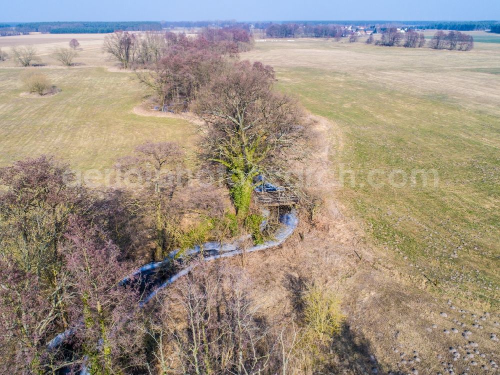 Aerial photograph Planetal - Groyne head of the Plane river course in Planetal in the state Brandenburg, Germany