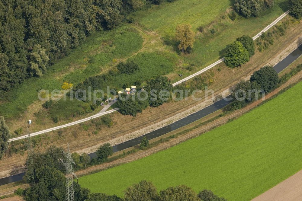 Castrop-Rauxel from the bird's eye view: Landscape on the course of the river Emscher in Castrop-Rauxel in North Rhine-Westphalia