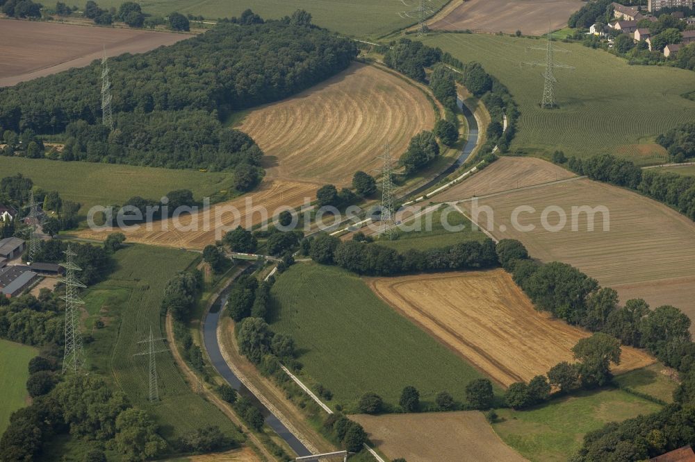 Aerial photograph Castrop-Rauxel - Landscape on the course of the river Emscher in Castrop-Rauxel in North Rhine-Westphalia