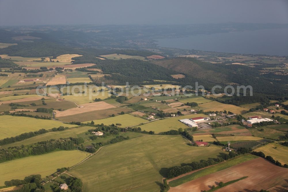 Aerial photograph San Lorenzo Nuovo - Landscape with forest land and cultivated fields on the northern edge of Lake Bolsena near San Lorenzo Nuovo, Lazio, in Italy