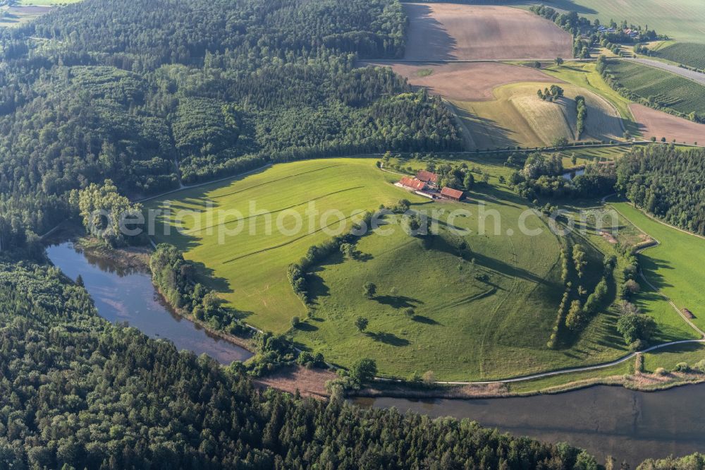 Salem from above - Riparian areas on the lake area of von Bifangweiher and Killenweiher in Salem in the state Baden-Wuerttemberg, Germany