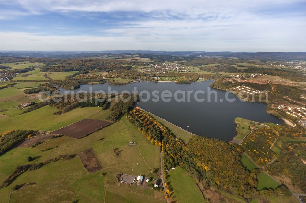 Aerial photograph St. Wendel - Landscape of the water sports center on the Bostalsee in St. Wendel in Saarland