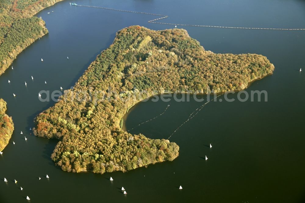 Aerial photograph Haltern am See - Landscape of the water sports center on the Haltern reservoir in North Rhine-Westphalia NRW