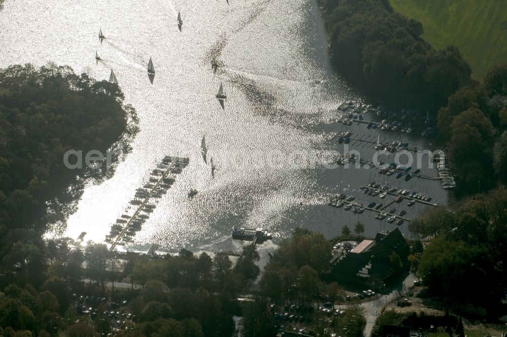 Aerial photograph Haltern am See - Landscape of the water sports center on the Haltern reservoir in North Rhine-Westphalia NRW