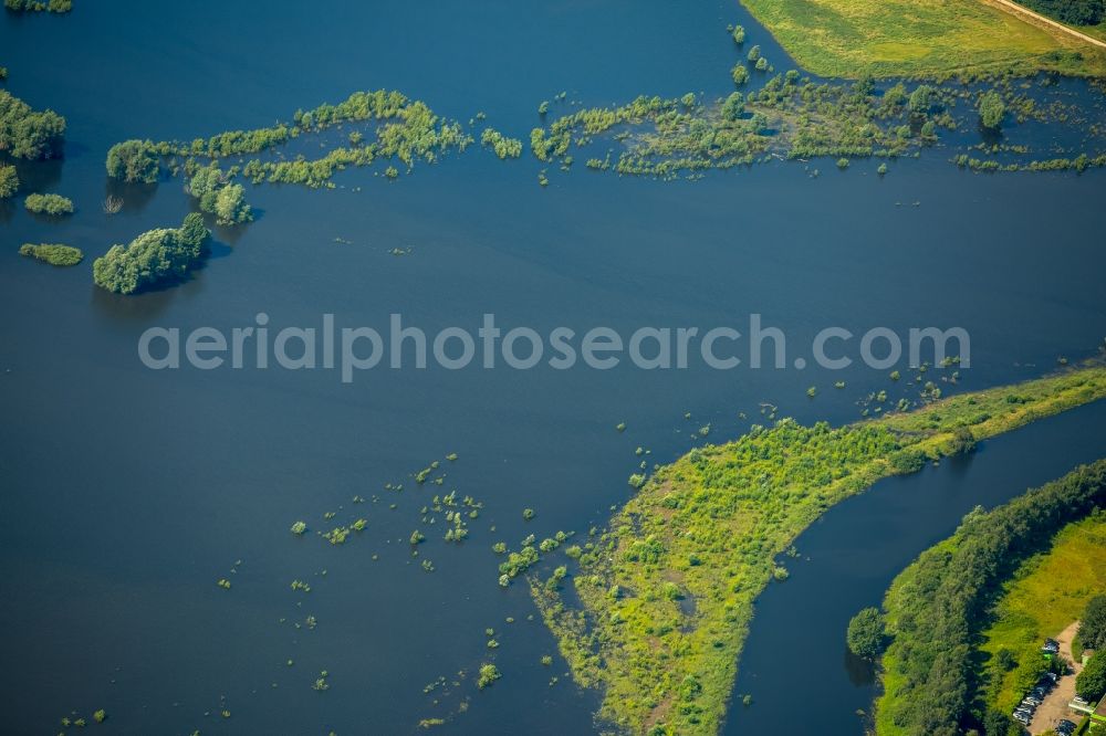 Aerial image Wesel - Landscapes of the redesigned lip mouth near Wesel in the state of North Rhine-Westphalia, Germany