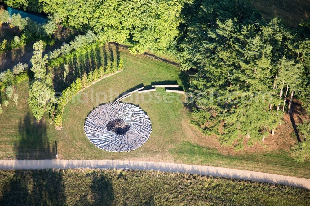 Chaumont-sur-Loire from above - Land art in the park of the castle Chaumont-sur-Loire in Chaumont-sur-Loire in Centre-Val de Loire, France