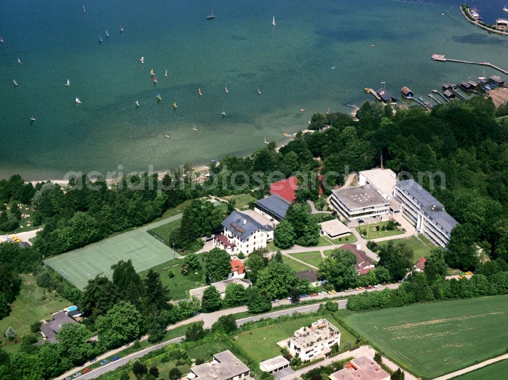 Aerial image Kempfenhausen - School building and grounds of the country school home on Lake Starnberg in Kempfenhausen in the state Bavaria, Germany