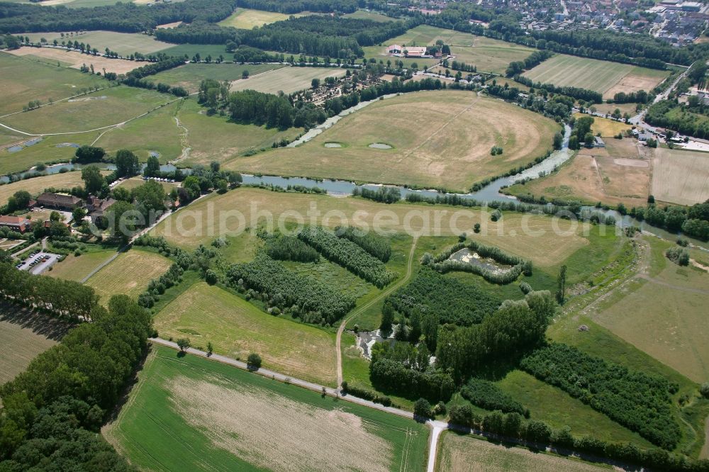 Aerial photograph Hamm - Landschulheim Castle Heessen flux flow at the lip of the lip Meadows near Hamm in North Rhine-Westphalia