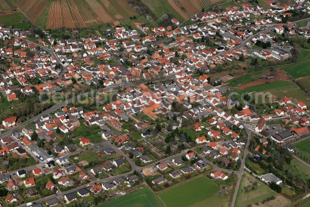 Weinsheim from above - View of the municipality in Weinheim in Rhineland-Palatinate