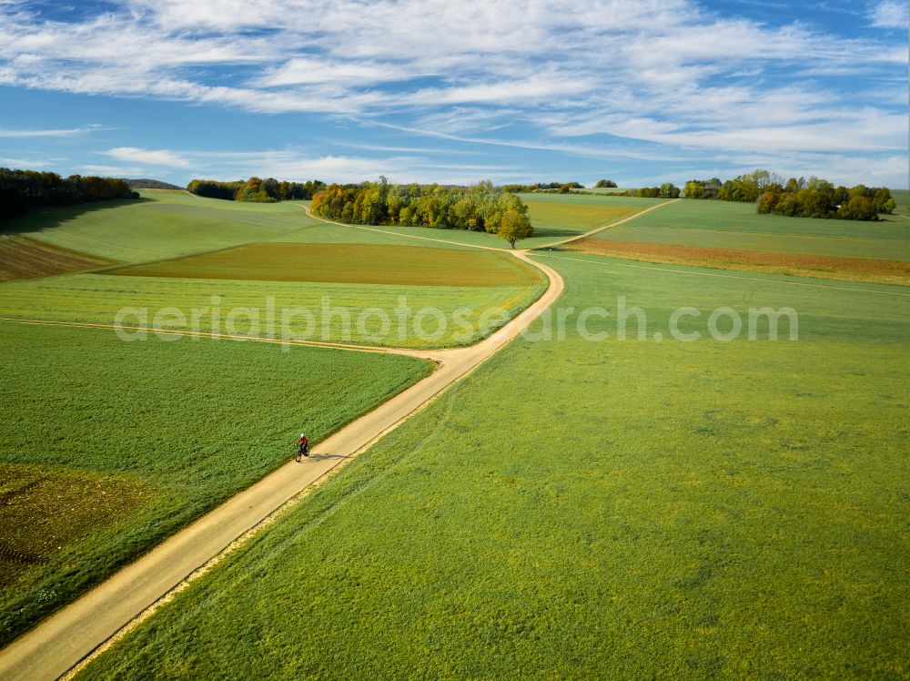 Aerial photograph Westerheim - Country road at the edge of a field in Westerheim in the state of Baden-Wuerttemberg, Germany