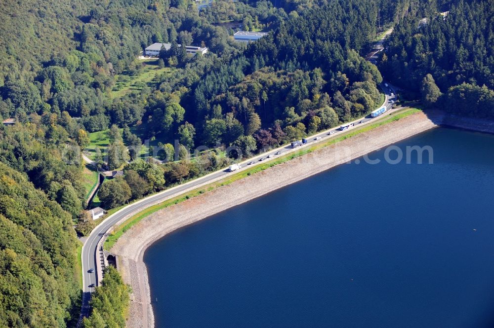 Lüdenscheid from the bird's eye view: View of road 561 at Versetalsperre in Luedenscheid in North Rhine-Westphalia