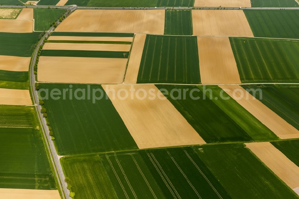 Baesweiler from above - Agricultural field - at Baesweiler structures in North Rhine-Westphalia