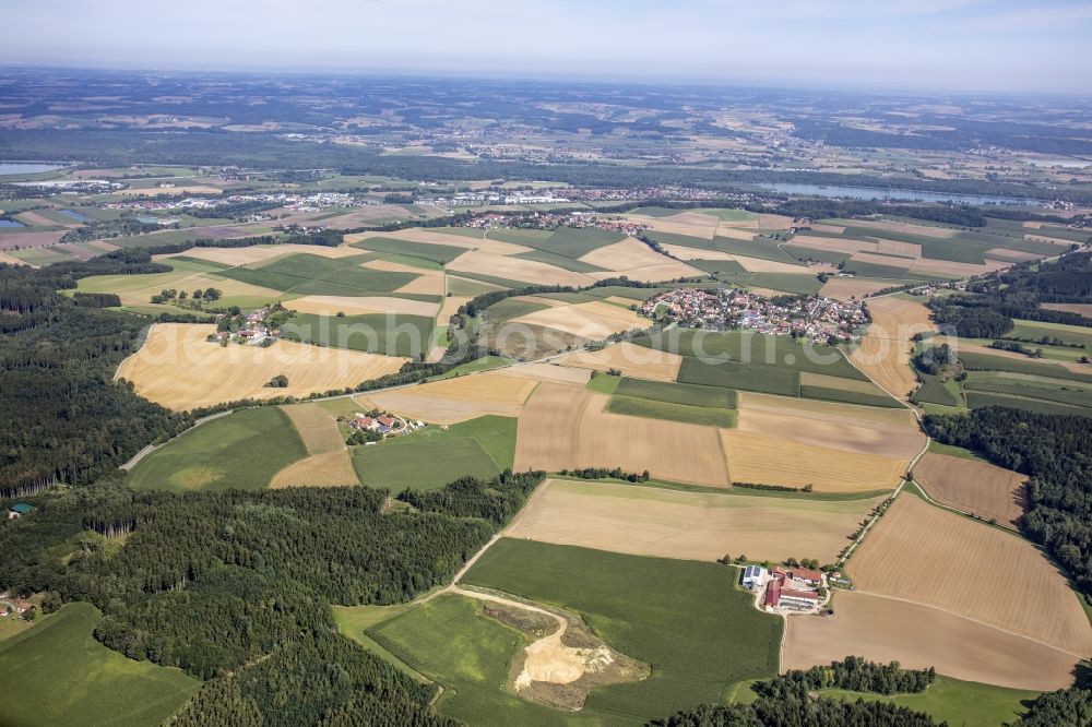 Aerial image Viecht - Structures on agricultural fields in Viecht in the state Bavaria, Germany