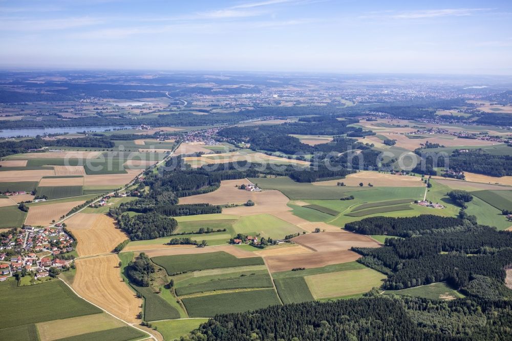 Viecht from the bird's eye view: Structures on agricultural fields in Viecht in the state Bavaria, Germany