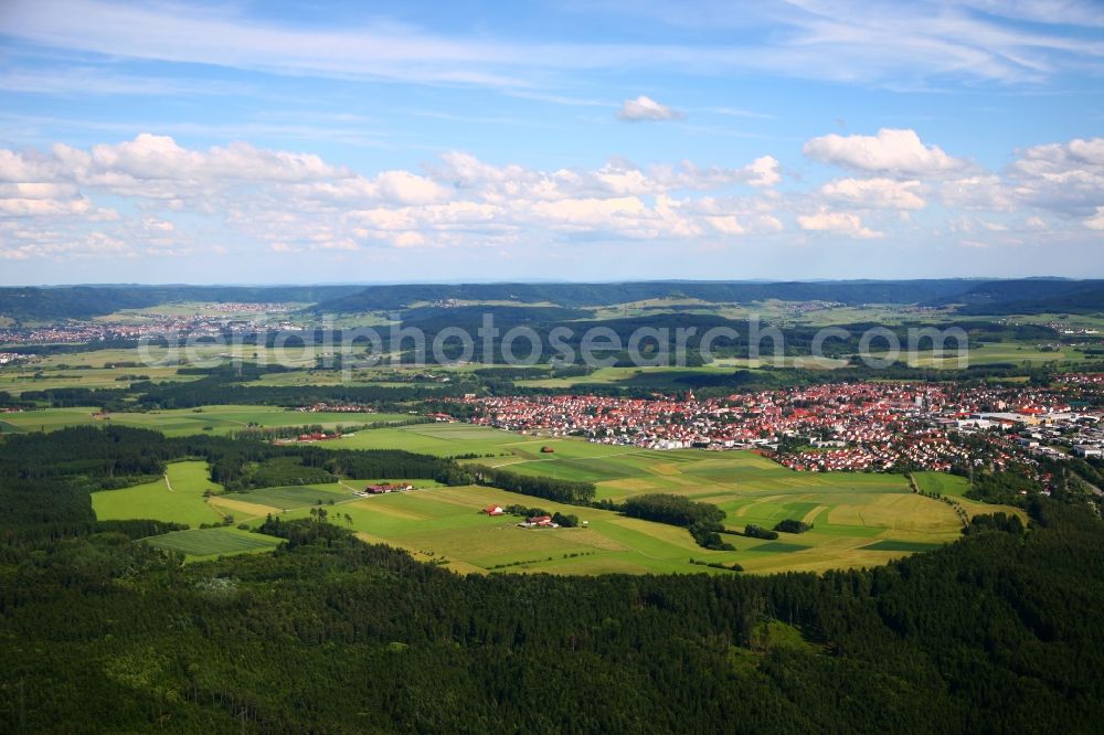 Aerial image Grabenstätt - View of an agricultural area in front of Grabenstaett in the state Bavaria