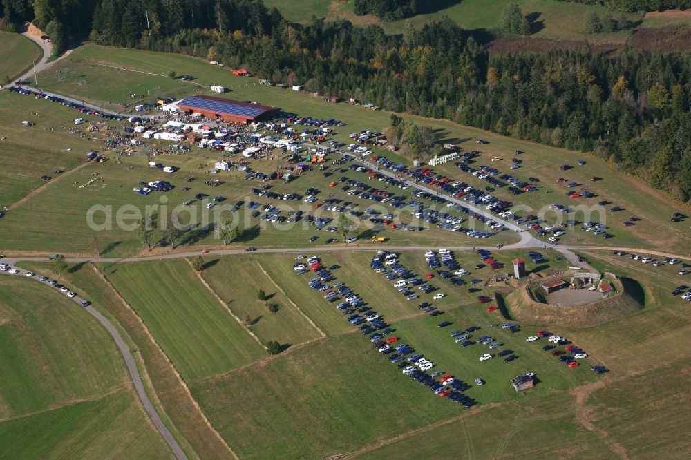 Aerial photograph Schopfheim - Area of the agricultural presentation of animals and machinery at the Weidefest ( grazing land )in the district Gersbach in Schopfheim in the state Baden-Wurttemberg, Germany