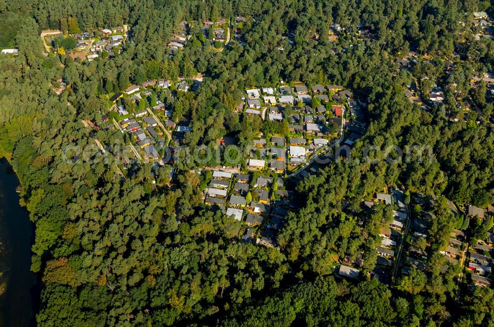 Aerial image Olfen - Heart-shaped invested allotment area in the Eversumer street in Olfen in the federal state North Rhine-Westphalia, Germany