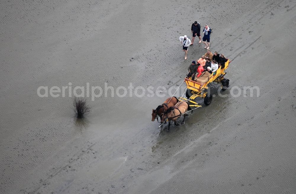 Neuwerk from above - Running, walking, riding and driving carriages at the beach with the Wadden Sea to the North Sea - Coastal landscape along the Neuwerk