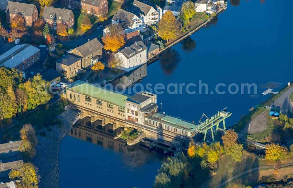 Wetter (Ruhr) from the bird's eye view: View of the run-of-the-river power plant at the Ruhr in the state North Rhine-Westphalia