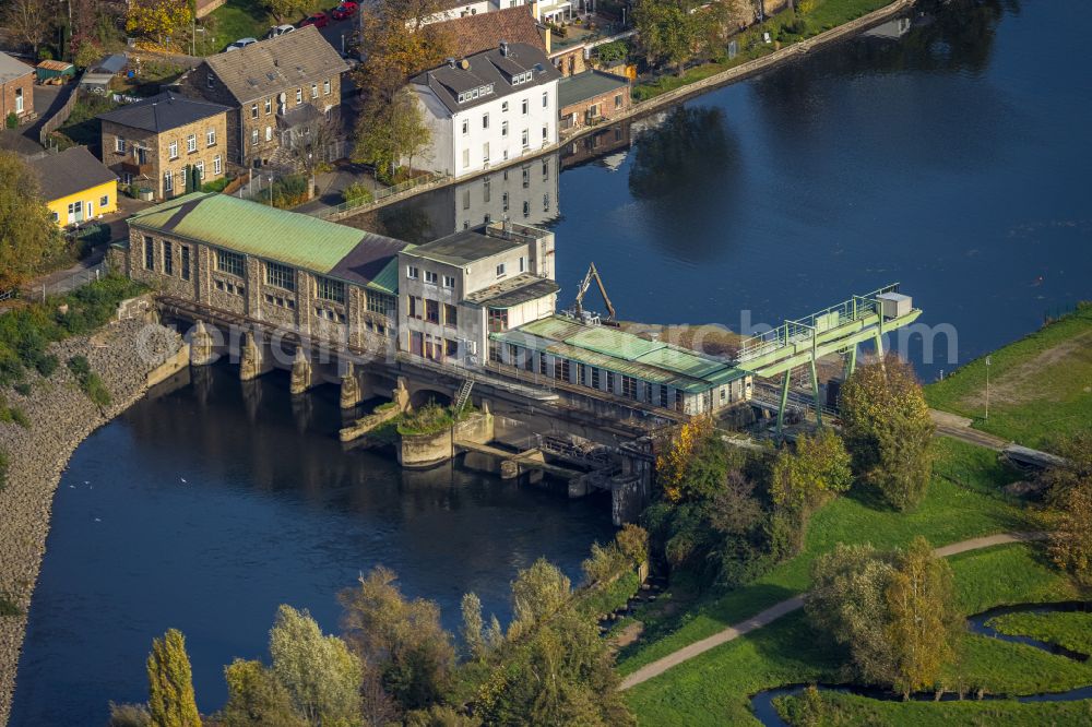 Wetter (Ruhr) from the bird's eye view: View of the run-of-the-river power plant at the Ruhr in the state North Rhine-Westphalia