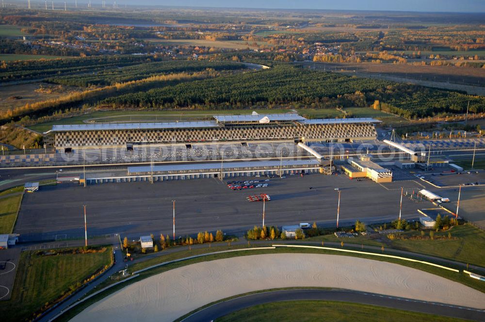 Klettwitz from above - Blick auf die Tribüne am Lausitzring / EuroSpeedway Lausitz. Kontakt: EuroSpeedway Verwaltungs GmbH,